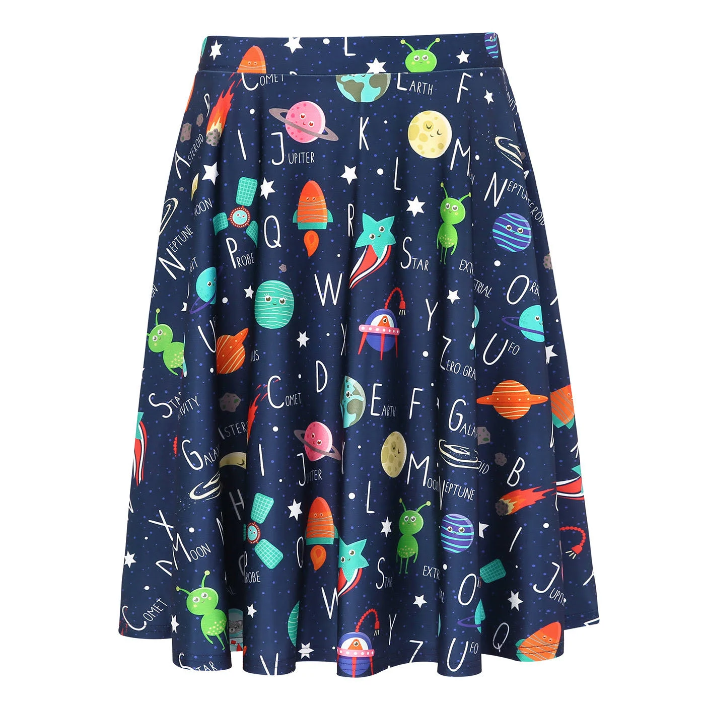 HDE Skirts for Women - Midi Skirt Skater Skirt Knee Length High Waist Fun Prints