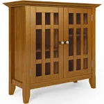 Bedford Wood 32" Transitional Low Media Cabinet in Light Golden Brown