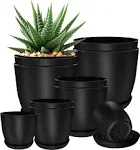 Utopia Home - Plant Pots Indoor with Drainage - 7/6.6/6/5.3/4.8 Inches Home Decor Flower Pots for Indoor Planter - Pack of 10 Plastic Planters for