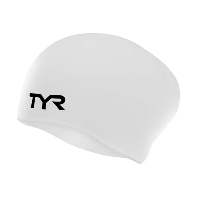 TYR Long Hair Wrinkle Free Silicone Swim Cap, Blue