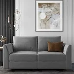 HONBAY Modern Loveseat Sofa Fabric 2 Seater Modular Couch Love Seats Modular Sofa for Small Apartment, Grey, 61 Inch