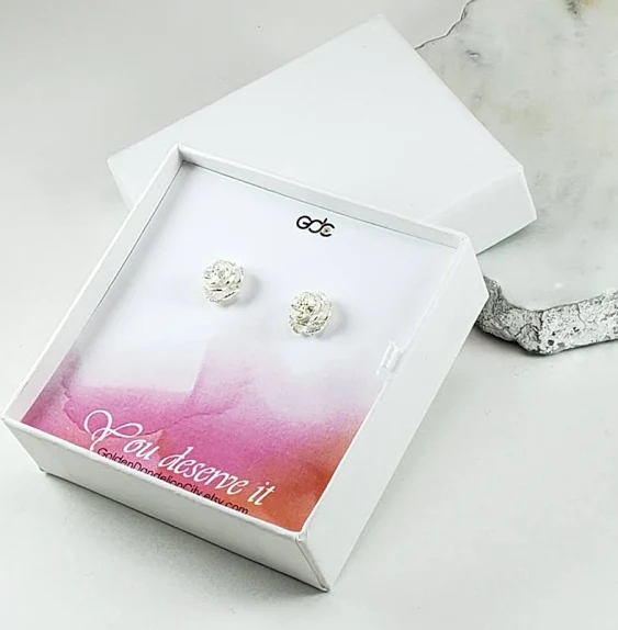 Tiny Floral Earrings 3D Carved Rose Flower Stud Earrings For Women For Mother Resin Silver Plated Brass 10mm(Multiple Colors Available)