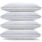 LANE LINEN Standard Pillows for Sleeping - Bed Pillows Set of 4 - Luxury Hotel Quality Down Alternative Pillows for Back and Side Sleeper, Soft and Supportive Gusseted Cool Breathable Pillow, 20x26