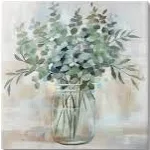 Stupell Industries Soothing Eucalyptus Flower Herb Arrangement Rustic Jar Canvas Wall Art Design by Nan