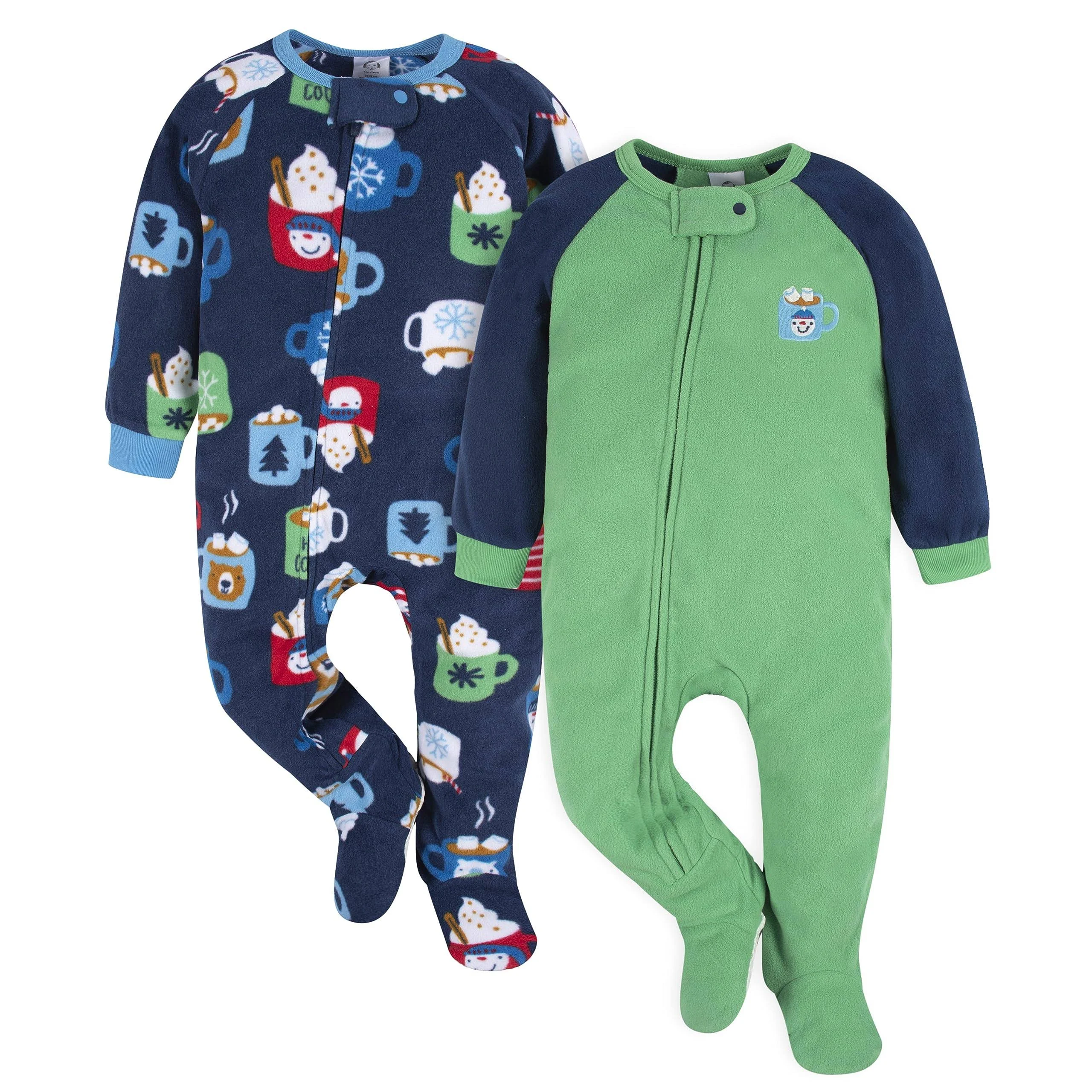 Gerber 2-Pack Baby & Toddler Neutral Hot Chocolate Fleece Pajamas