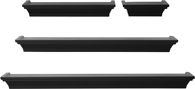 Melannco Black Wall Shelves, Set of 4