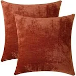 Jeneoo Terracotta Decorative Throw Pillow Covers Soft Chenille Comfy Solid Rust Couch Cushion Case Decor (Set of 2, 18 x 18 Inches)