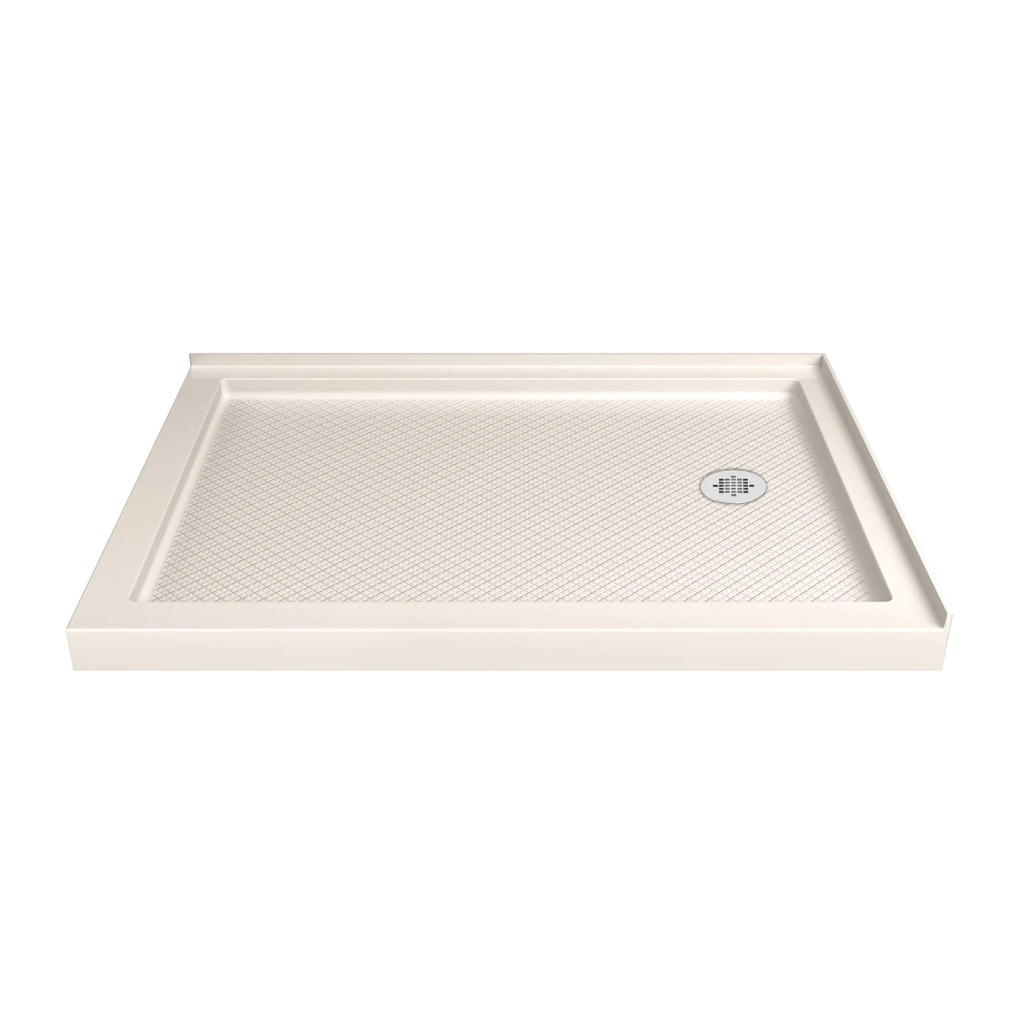 DreamLine SlimLine 36 in. D x 54 in. W x 2 3/4 in. H Right Drain Double Threshold Shower Base in Biscuit, DLT-1036542-22