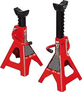 Torin T43002A Big Capacity Double Locking Steel Jack Stands, Red, 3 Ton