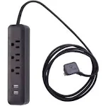 Globe Electric Watt Designer Series 6-ft 3-Outlet USB Surge Protector Power Strip(Black)