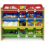 Humble Crew Super Sized Toy Storage Organizer with 16 Storage Bins, Primary/Natural