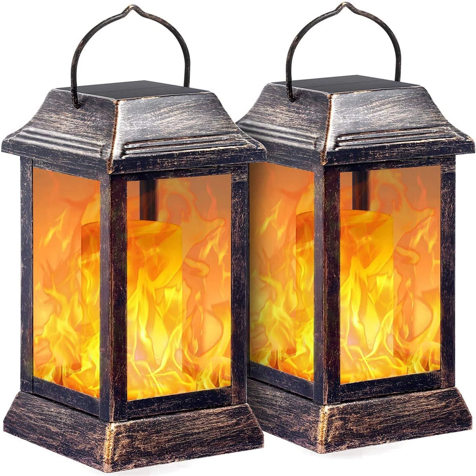 TomCare Solar LED Flickering Flame Lanterns