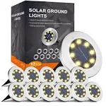 INCX 8 LED Garden Lights Solar Powered,Disk Lights Waterproof In-Ground Outdoor Landscape Lighting for Patio Pathway Lawn Yard D