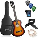 Ashthorpe 38" Beginner Acoustic Guitar Package, Basic Starter Kit with Gig Bag, Strings, Strap, Tuner, Pitch Pipe and Picks, Red