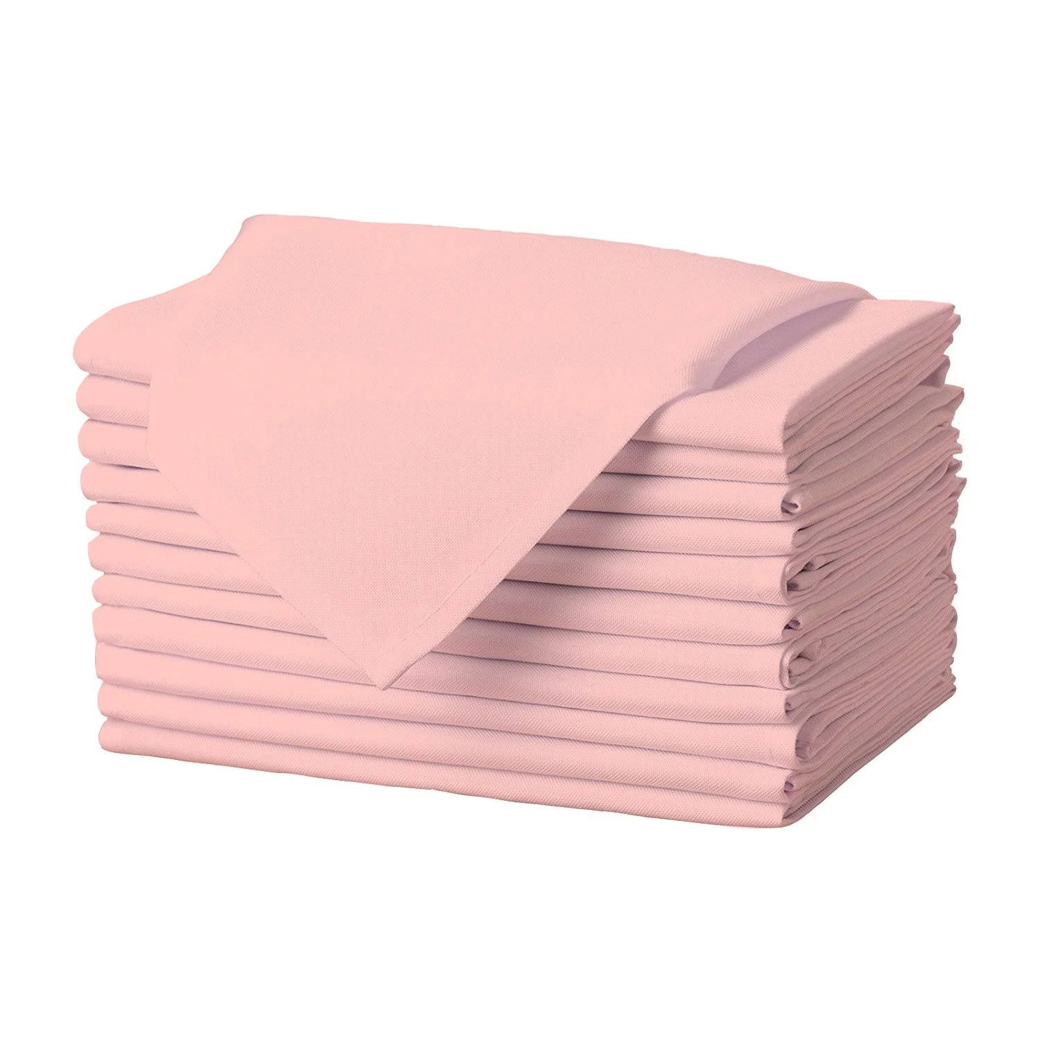 Cloth Napkins - 17 x 17 Inch Pink Solid Washable Polyester Dinner Napkins - S...