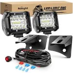 Nilight LED Pods 2pcs 4inch 60W Off Road Fog Lights Driving Roof Work Light with 12V On/Off 5 Pin Rocker Switch 16AWG Wiring Harness Kit-2 Leads for