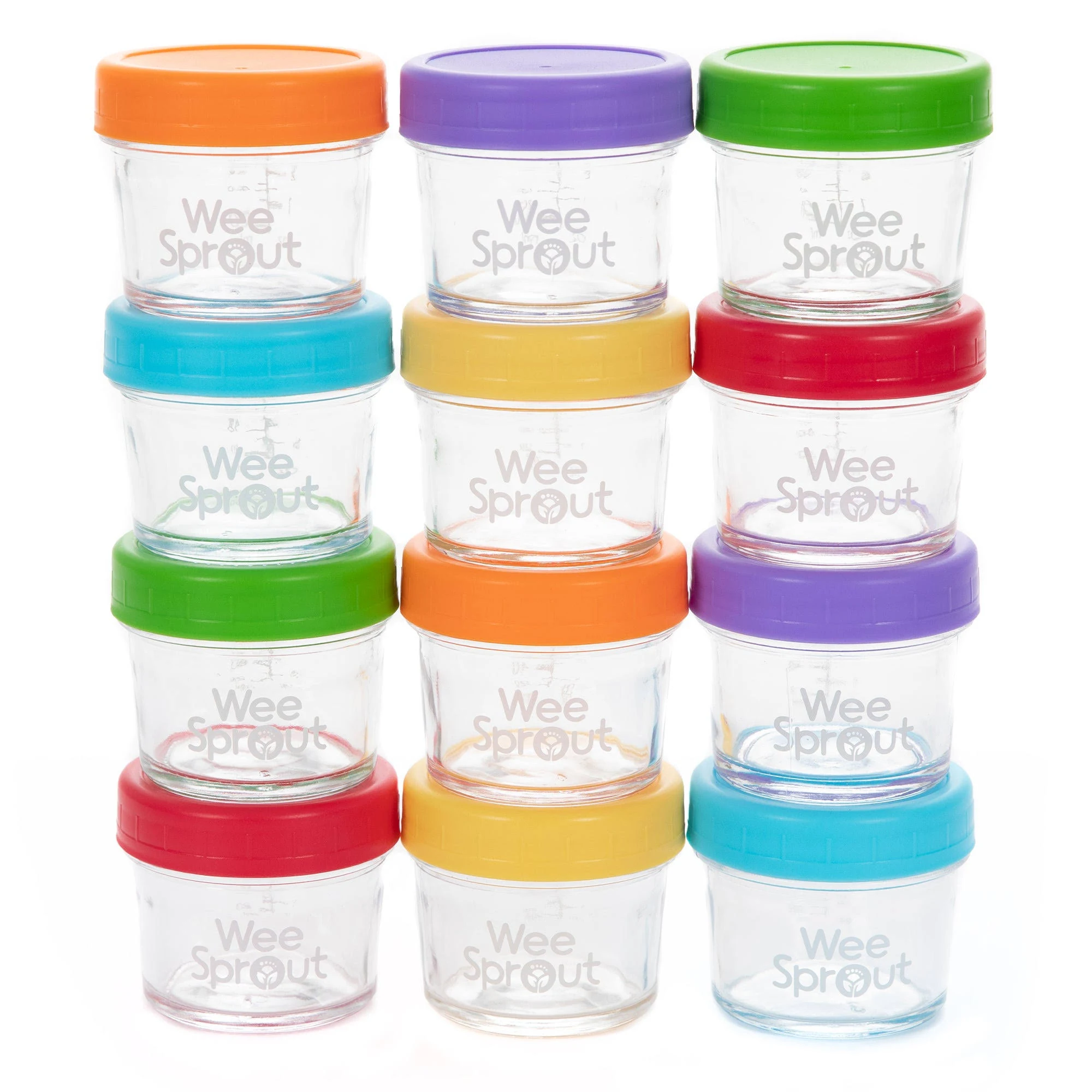 12 Pack 4oz Glass Baby Food Container Jars with Lids Stackable Baby Food Storage