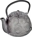 IBILI Bali Cast Iron Teapot with Stainless Steel Infuser for Stovetop, Made in Spain, Safe Coated with Enameled Interior - 40 Oz/1.2 Liters