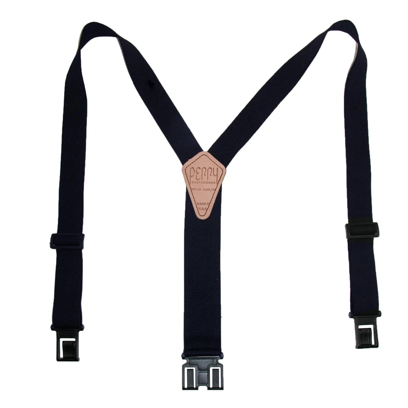 Perry Suspenders Men's Elastic 1.5 inch Wide Hook End Suspenders, Navy