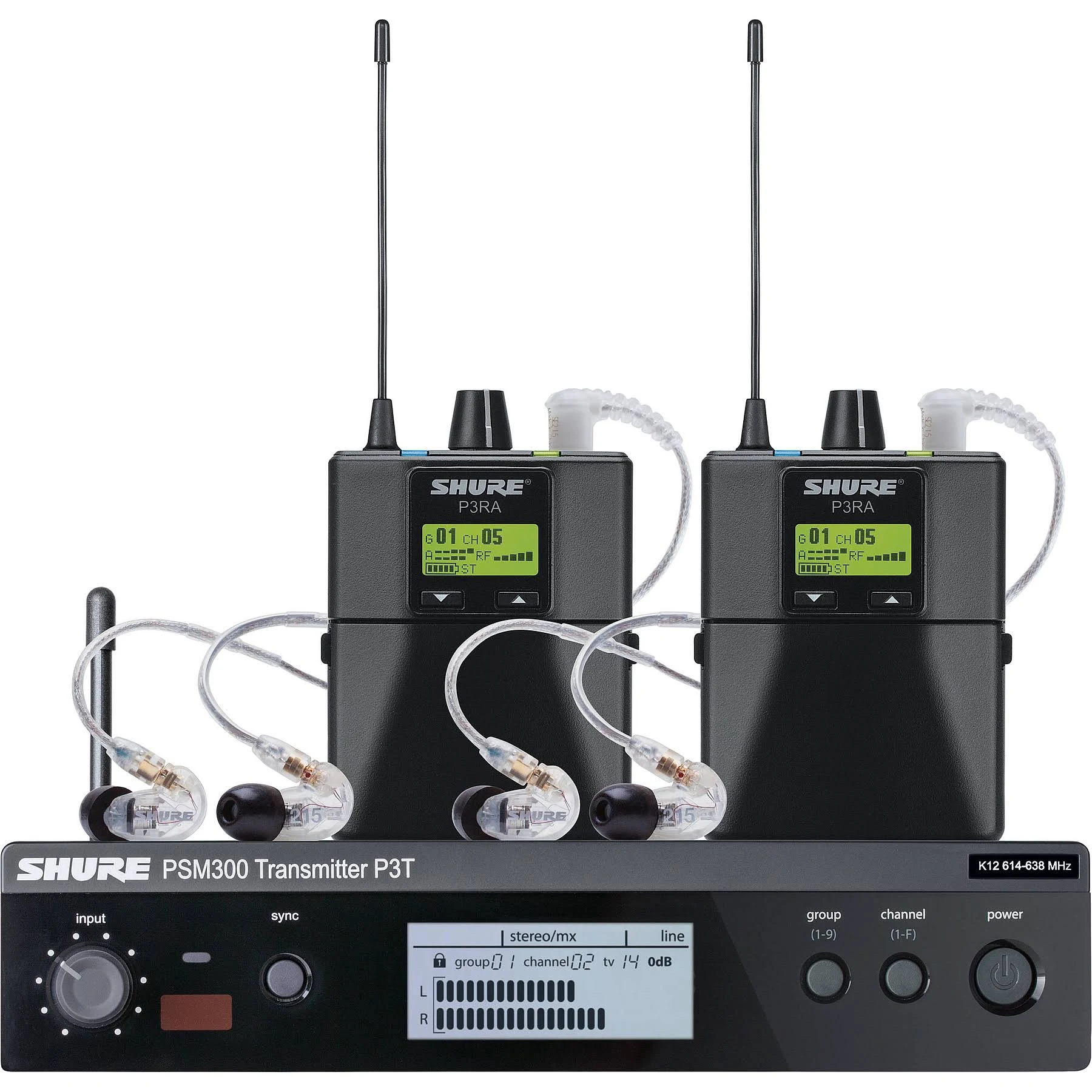 Shure P3TRA215TWP-G20 PSM300 Twin Pack Pro Wireless In-ear Monitor System 500-506 MHz