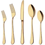 AISOSO Gold Silverware Set, 20-Piece Flatware Set Stainless Steel Cutlery Kitchen Utensil Set Tableware Service for 4