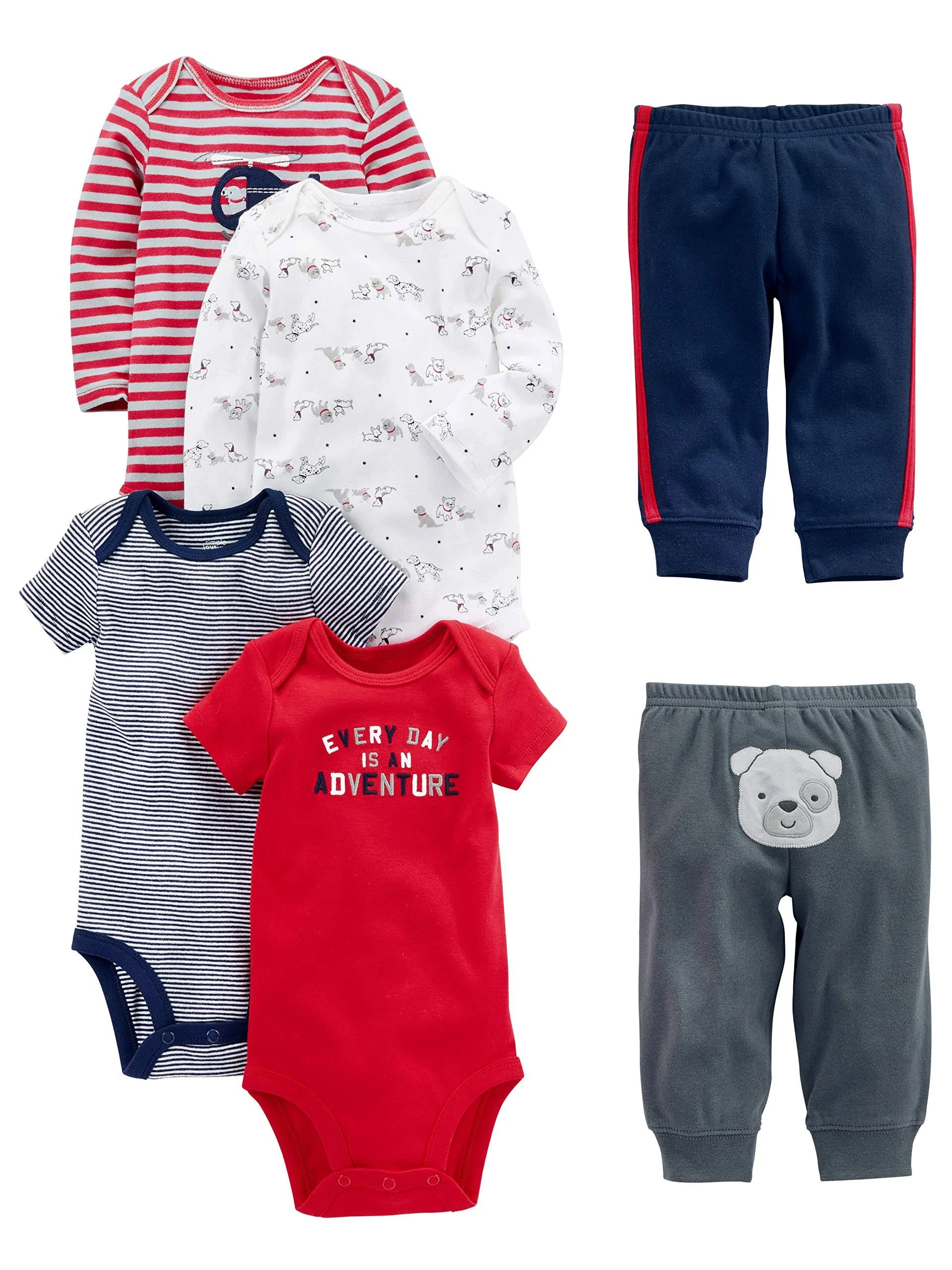 Simple Joys by Carter's baby-boys 6-Piece Bodysuits (Short and Long Sleeve) and Pants Set