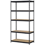 Muscle Rack 36"W x 18"D 72"H Five-Shelf Steel Shelving, Black