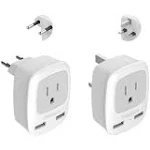 TESSAN All European Travel Plug Adapter Kit, International Power Outlet Adaptor with 2 USB