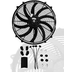 BLACKHORSE-RACING 16" inch Universal Slim Fan Push Pull Electric Radiator Cooling 12V Mount Kit