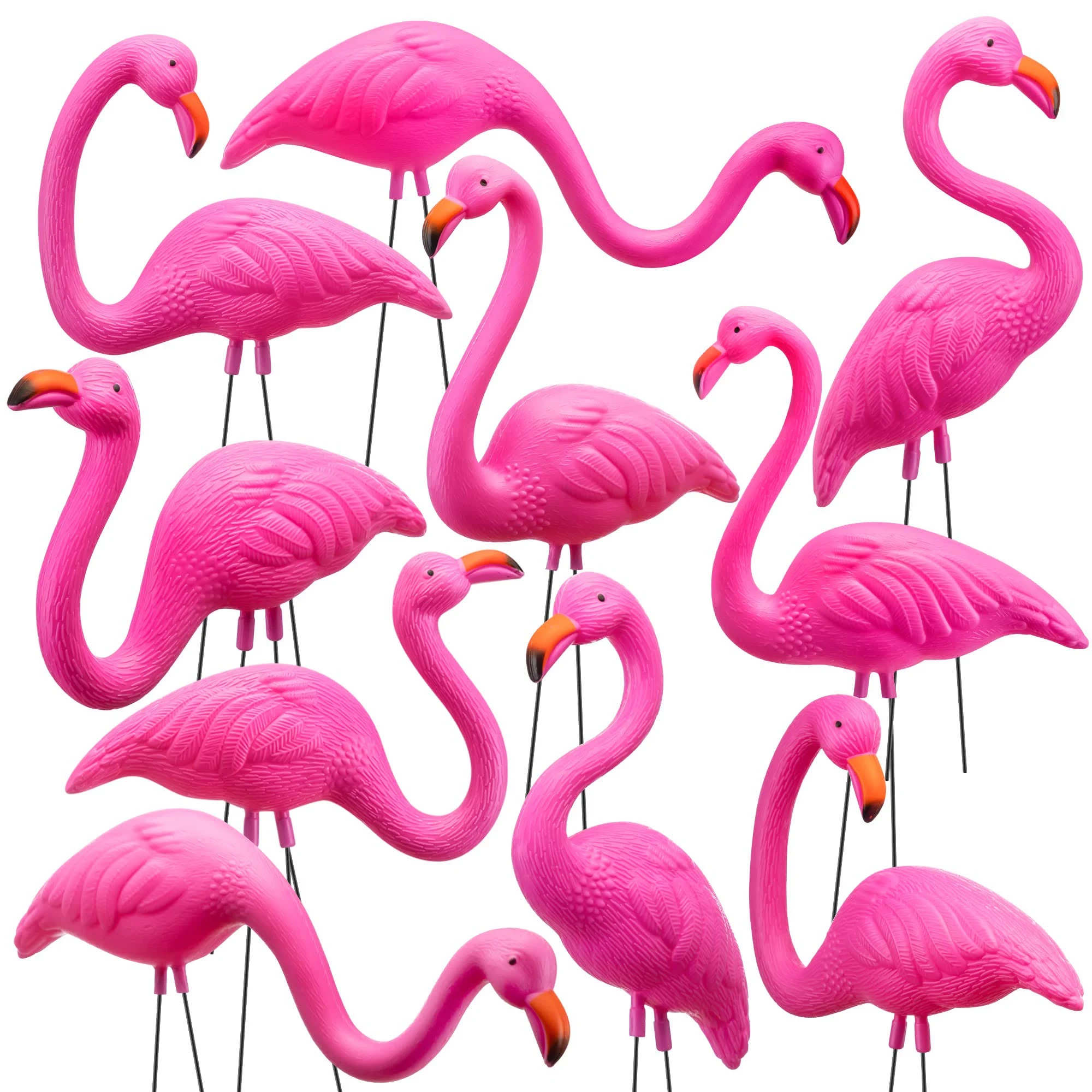 JOYIN 10 Pack Small Yard Flamingos Ornament Stakes, Mini Pink Flamingo Yard ...