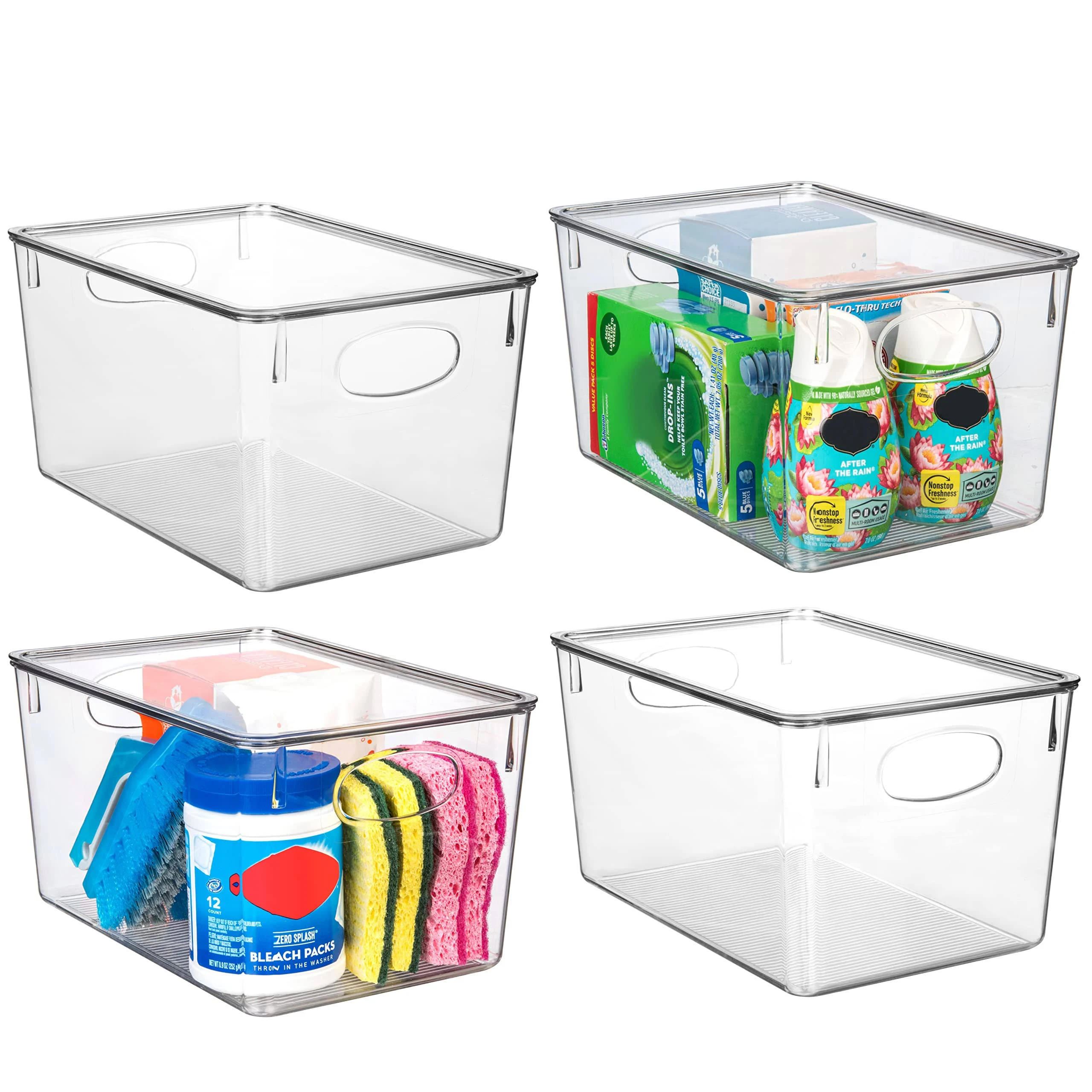 Plastic Storage Bins with Lids – Perfect Kitchen Organization or Pantry Storage 