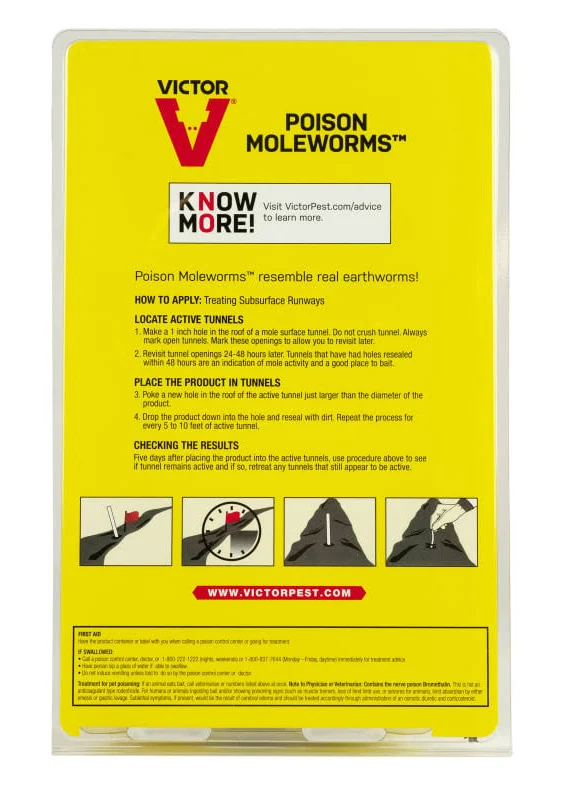 Victor Poison Moleworms, Yellow 10 Count