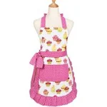 100% Cotton Cupcake Pattern Aprons Cute Baking Apron Adjustable Kitchen Apron Fo