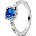 Pandora Square Sparkle Halo Ring Sterling Silver / Blue / 5