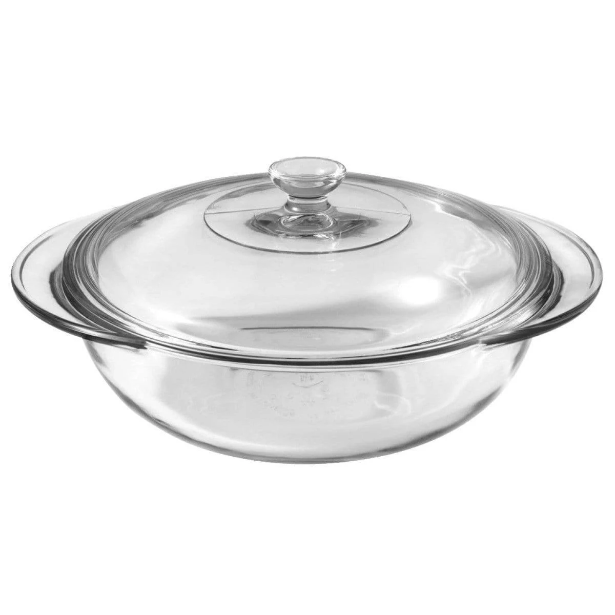 Anchor Hocking 2 Quart Round Glass Clear Cut Casserole Baking Dish Medium