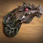 Ebros Gift Dryad Greenman Dragon Wall Decor with Red LED Illuminated Eyes Sculpture