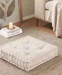 Intelligent Design Azza Poly Chenille Square Floor Pillow Cushion - Ivory