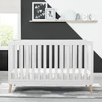 Delta Children Essex 4-in-1 Convertible Baby Crib, Bianca White with Natural Legs