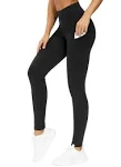 The Gym People Thick High Waist Yoga Pants with Pockets Tummy Control Workout Running Yoga Leggings for Women Medium Black