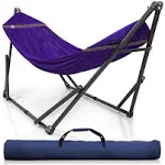 Tranquillo Universal 106.5" Double Hammock with Adjustable Stand and Bag, Purple