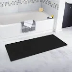 GOYLSER Absorbent Bathroom Runner Rugs, Super Bath Floor Mat Bath Runner, Machine Washable Black Bathmat Laundry Room Rat, Quick Dry Large Bath Mat