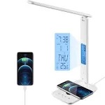 Poukaran Desk Lamp LED Desk Lamp with Wireless Charger USB Charging Port Tabl