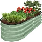 Best Choice Products 4x2x1ft Outdoor Raised Metal Oval Garden Bed, Planter Box for Vegetables, Flowers - Sage Green