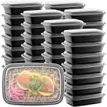 50 Packs Meal Prep Containers Plastic Food Storage Reusable Microwavable