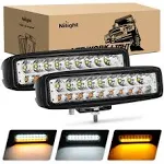 Nilight 15020F-B 2pcs 54W White/ Amber Flood Fog Road Boat Driving LED Work