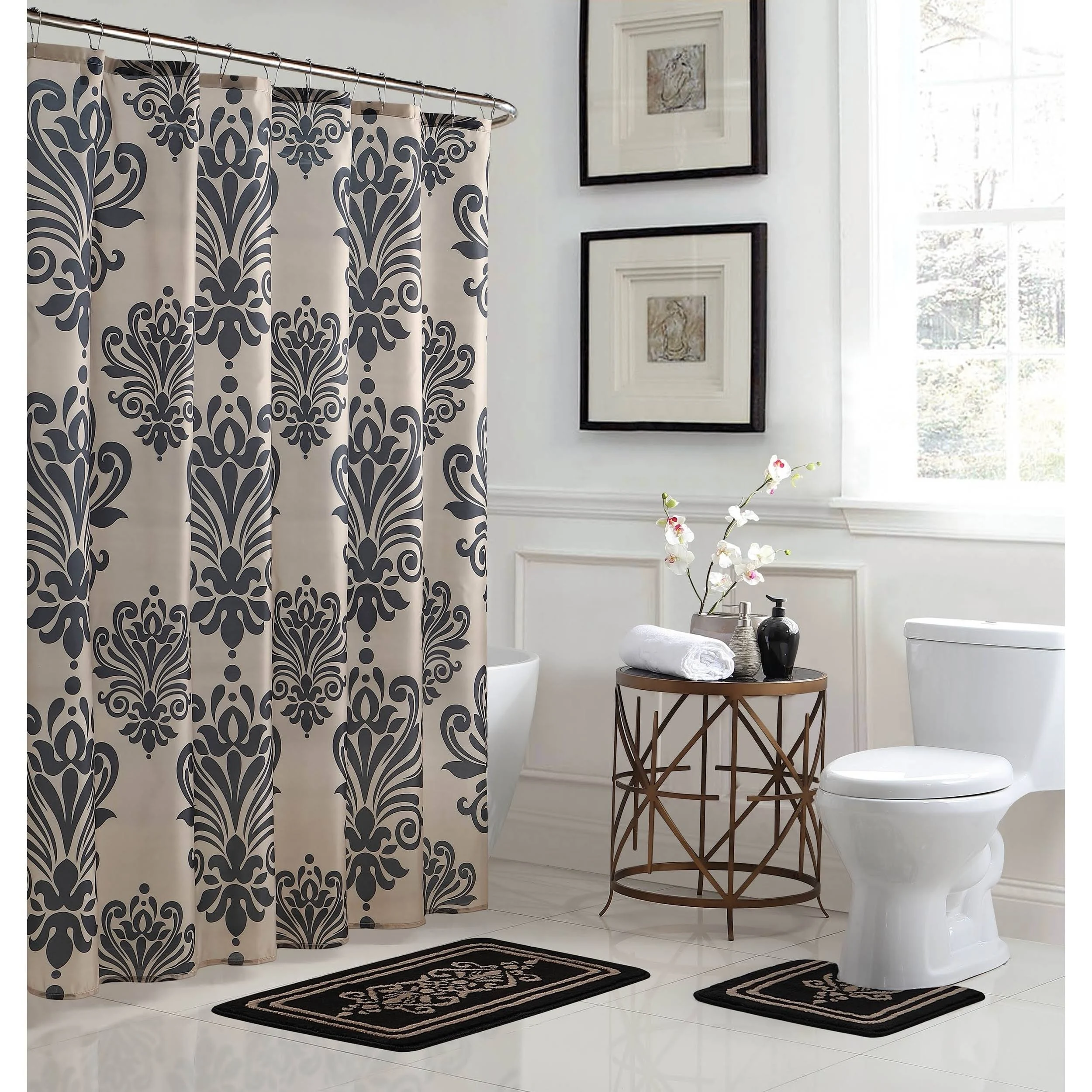 Bath Fusion Reverly Damask 15-Piece Bathroom Shower Set