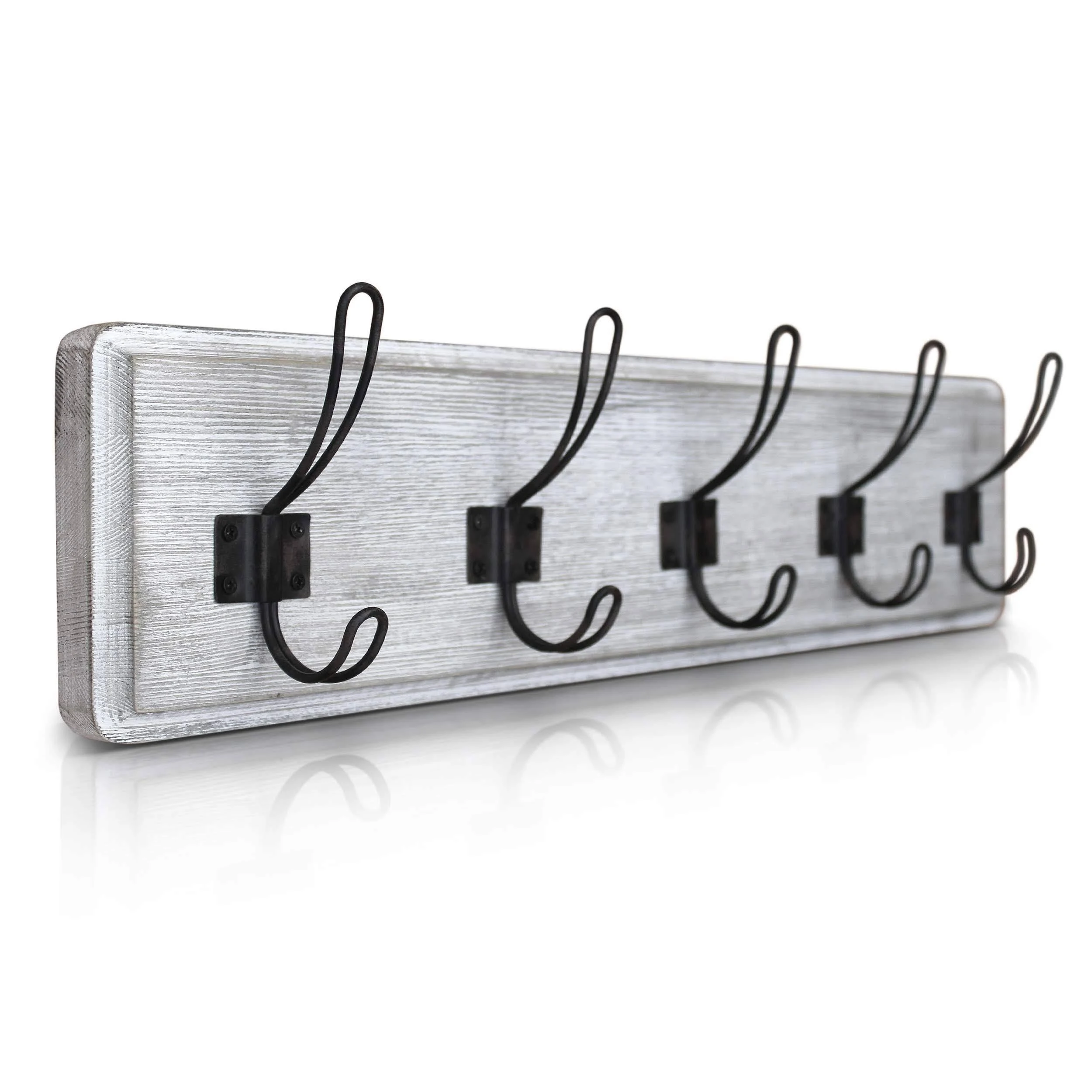 Rustic Coat Rack with 5 Hooks – Rustic Brown Wall Mounted 24&#034; Coat Rack -