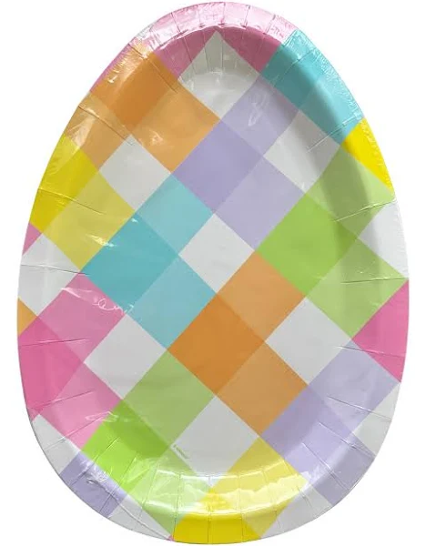 Unique Industries Disposable Eggcellent Easter Egg-Shaped Paper Plates - 12" x 8.5" (8 Ct) | Party-Perfect, & Adorable Design for Festive Celebrations