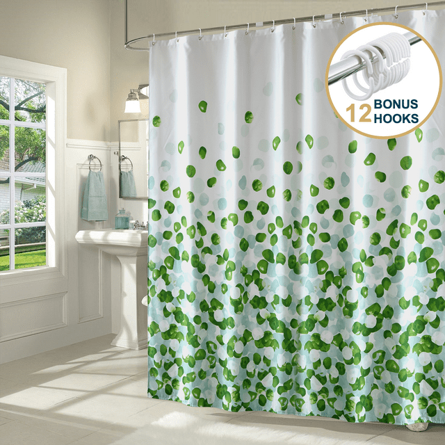 Comfitime Shower Curtain - Heavy Duty Mildew-Resistant Fabric Bathroom Curtain, Waterproof, Machine-Washable, Weighted Hem, Rose Petal Floral Design,