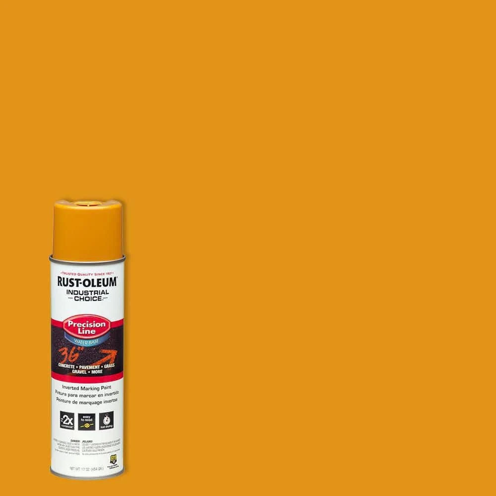 Rust-Oleum Industrial Choice 203033-12PK Inverted Water-Based Marking Spray Paint, 17 Oz, Caution Yellow, 12 Pack